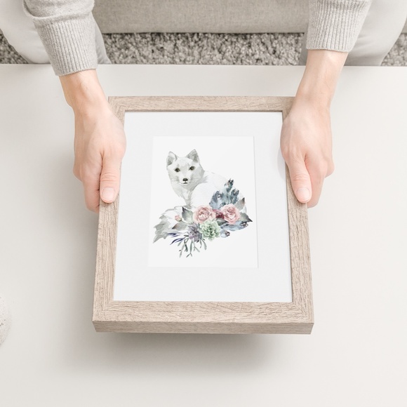 Arctic Fox Watercolor Wall Art Print Poster Illustration Unframed - Picture 7 of 9